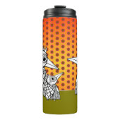 Vogelfamilie & Polka Dots Thermosbecher (Vorderseite)