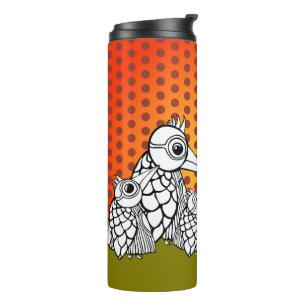 Vogelfamilie & Polka Dots Thermosbecher