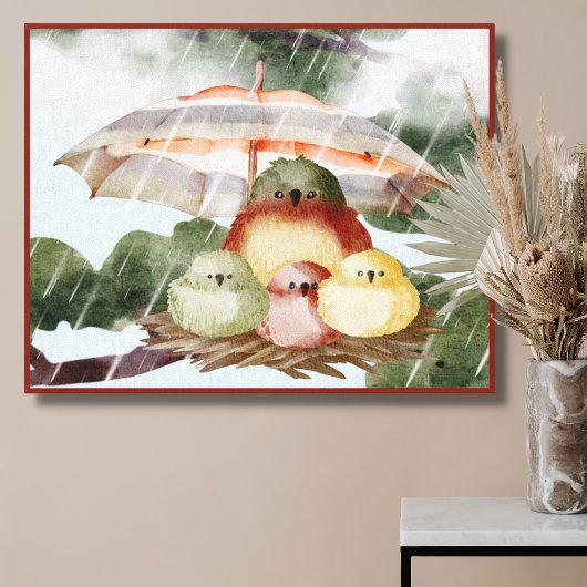 Vogelfamilie | Schutz vor Sturm Canvas Print Leinwanddruck