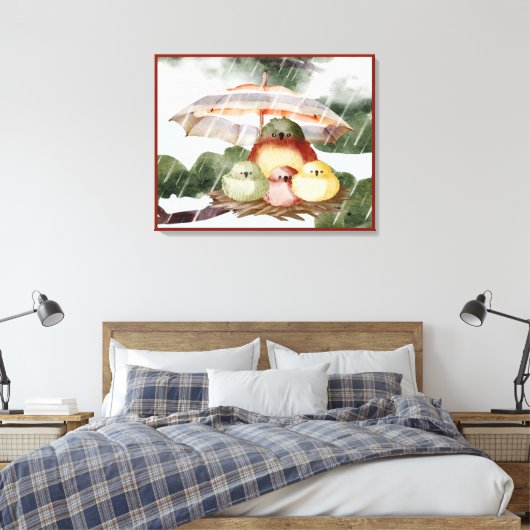 Vogelfamilie | Schutz vor Sturm Canvas Print Leinwanddruck (Insitu (Schlafzimmer))