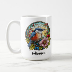Vogelfarbglas-Blumen-Beeren-Name Kaffeetasse