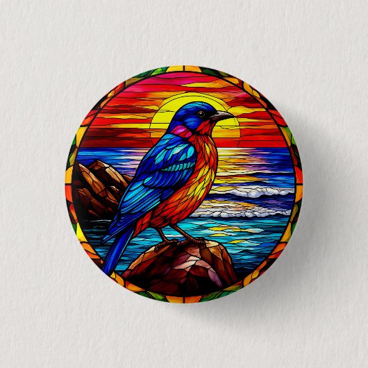 Vogelfarbiges, festgehaltenes Glas Button (Vorderseite)