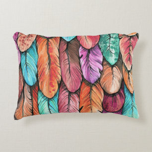 Vogelfedern, Wasserfarbe, nahtloses Muster. Dekokissen