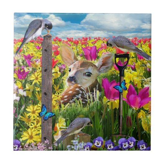 Vogelfeld von Blume Fliese (Vorderseite)