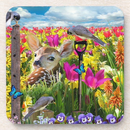 Vogelfeld von Blume Getränkeuntersetzer (Vorderseite)