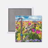 Vogelfeld von Blume Magnet (Vorderseite/Rückseite)