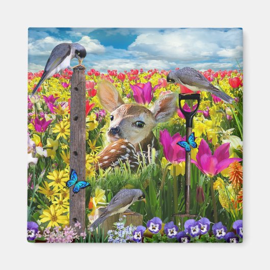 Vogelfeld von Blume Magnet (Vorne)