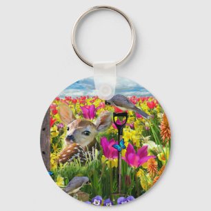 Vogelfeld von Blume Schlüsselanhänger