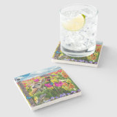 Vogelfeld von Blume Steinuntersetzer (Seitenansicht)