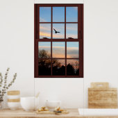 Vogelfenster mit Anzeige-Illusion Poster (Küche)