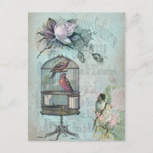Vogelfiguren-Blüte Postkarte