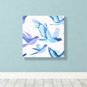 Vogelflug | Moderne Aquarellmalerei Leinwanddruck (Insitu (Holzboden))