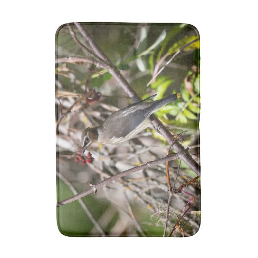 Vogelfotografie, Bohemisches Waxwing Badematte (Vorderseite Vertikal)