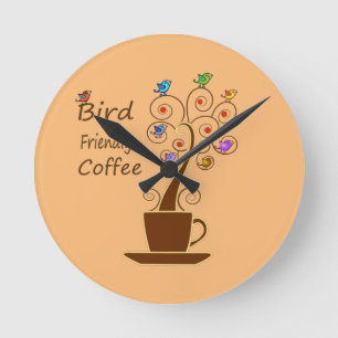 Vogelfreundlicher Kaffee Runde Wanduhr