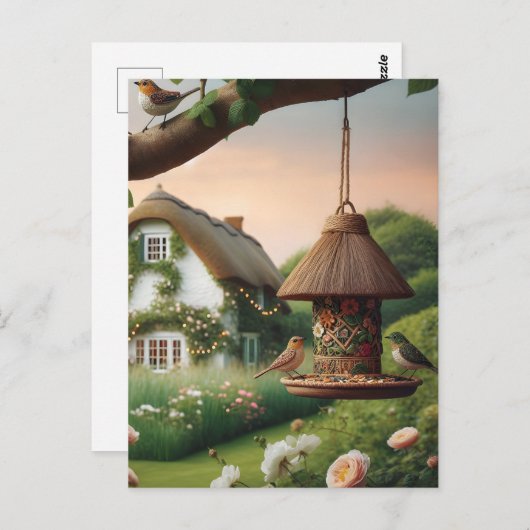 Vogelfutter und Vogelschutzgebiete als Kernlandsch Postkarte (Vorne/Hinten)