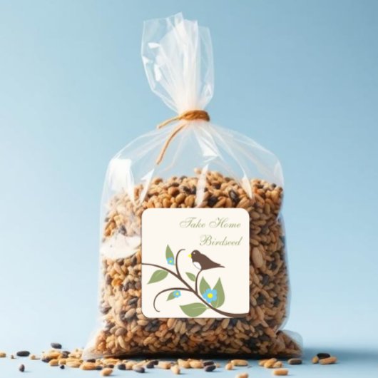 Vogelfutter zum Mitnehmen zum Geburtstag Quadratischer Aufkleber