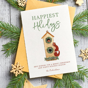 Vogelfutterhäuschen Eichhörnchen Fotocollage Weihn Feiertagskarte