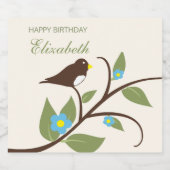 Vogelgeburtstag Schaumweinetikett (Einzelnes Label)