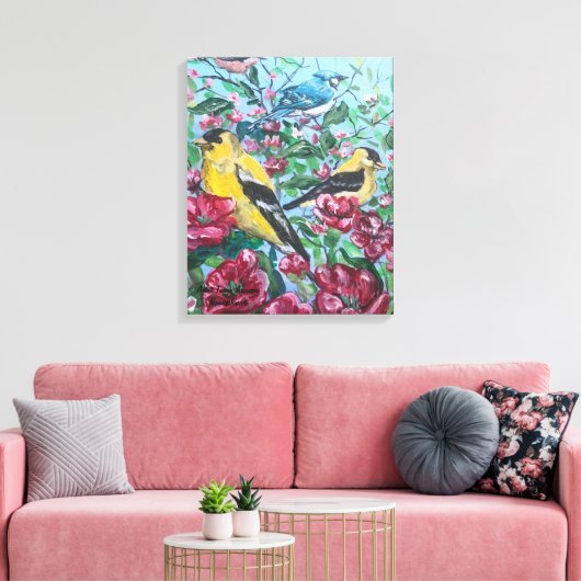 Vogelgelbe Finte Leinwanddruck (Insitu (Wohnzimmer))