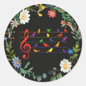 Vogelgesang, Blumengrenze, Runder Aufkleber (Vorderseite)