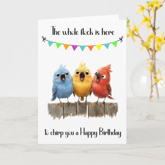 Vogelgesang Geburtstagskarte Faltbar Karte (Gelbe Blume)