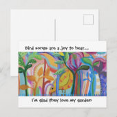 Vogelgesänge aus dem Garten Ankündigungspostkarte (Vorne/Hinten)