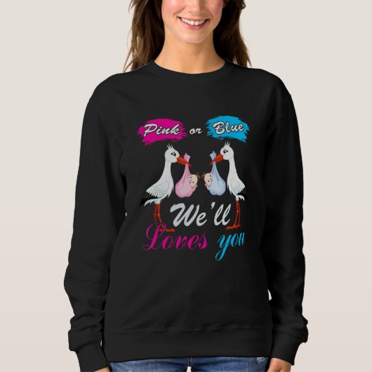 Vogelgeschlecht zeigt Baby Boy oder Mädchen rosa o Sweatshirt (Vorderseite)