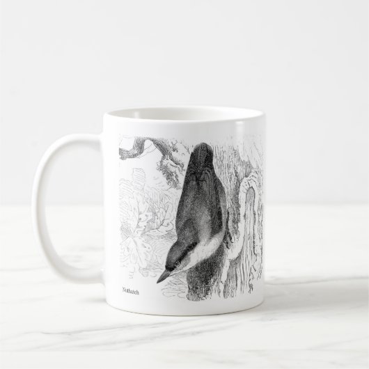 Vogelgravuren - ein Nuthatch & Treecreeper Kaffeetasse (Links)