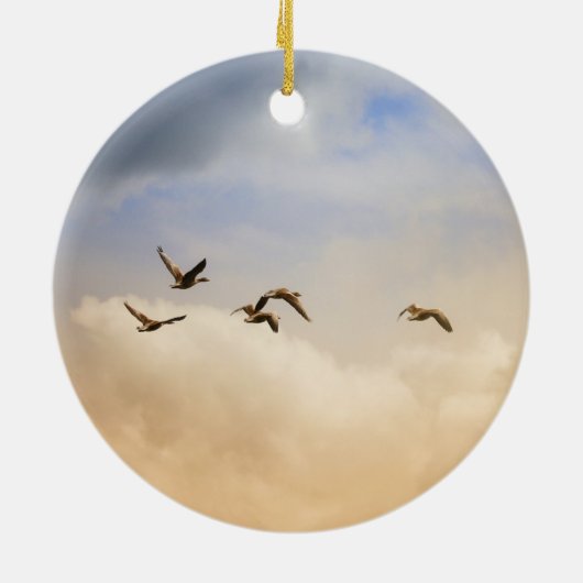 Vogelgrippe im Flug Keramik Ornament (Hinten)