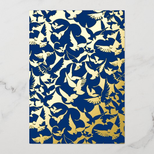 Vogelgrippe in Navy Blue Folien Feiertagskarte (Vorderseite)