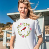 Vogelgrün und rosa Blume, Aquarell T-Shirt