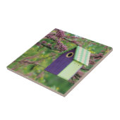 Vogelhaus auf einem Redbud-Baum Fliese (Seite)