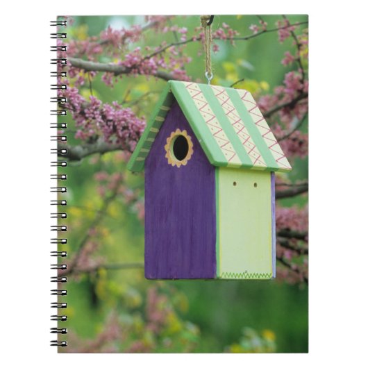 Vogelhaus auf einem Redbud-Baum Notizblock (Vorderseite)