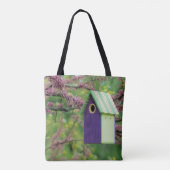 Vogelhaus auf einem Redbud-Baum Tasche (Rückseite)