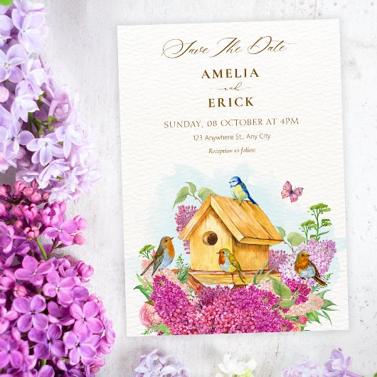 Vogelhaus Blumenhochzeit Save The Date