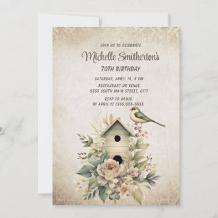 Vogelhaus Botanische Natur 70. Geburtstag Einladung