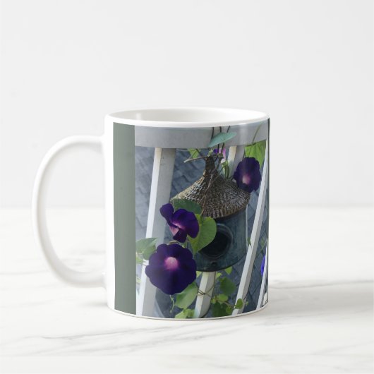 Vogelhaus mit Prunkwinde Kaffeetasse (Links)