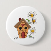 Vogelhaus und Blume Button (Vorderseite)