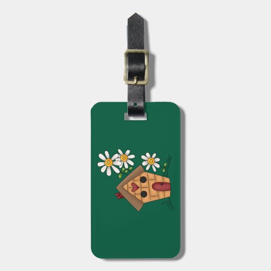 Vogelhaus und Blume Gepäckanhänger (Vorderseite vertikal)