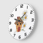 Vogelhaus und Blume Große Wanduhr (Winkel)