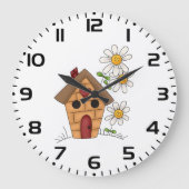 Vogelhaus und Blume Große Wanduhr (Vorderseite)