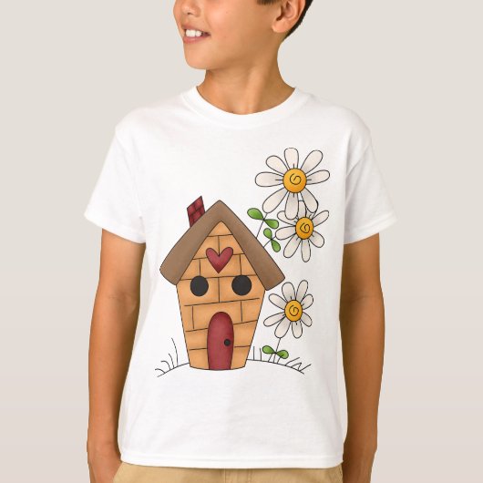 Vogelhaus und Blume T-Shirt (Vorderseite)