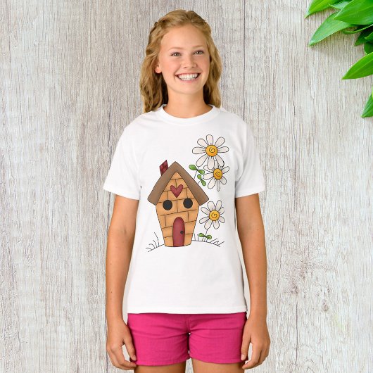 Vogelhaus und Blume T-Shirt