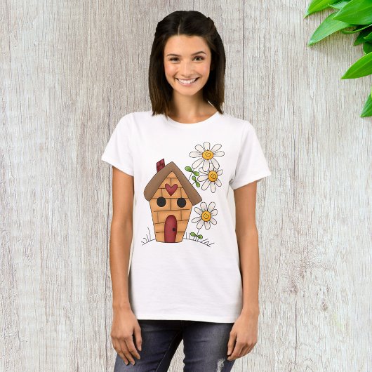 Vogelhaus und Blume T-Shirt