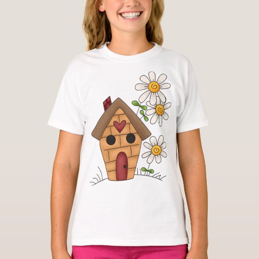 Vogelhaus und Blume T-Shirt (Vorderseite)