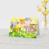 Vogelhäuser: Glückwünsche zu neuer Zuhause Karte (Gelbe Blume)