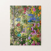 Vogelhäuser, lebhafte Vögel und blühende Blumen Puzzle (Vertikal)