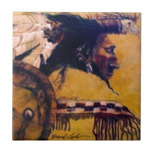 VogelHeaddress und Schild-Keramik-Fliese Fliese