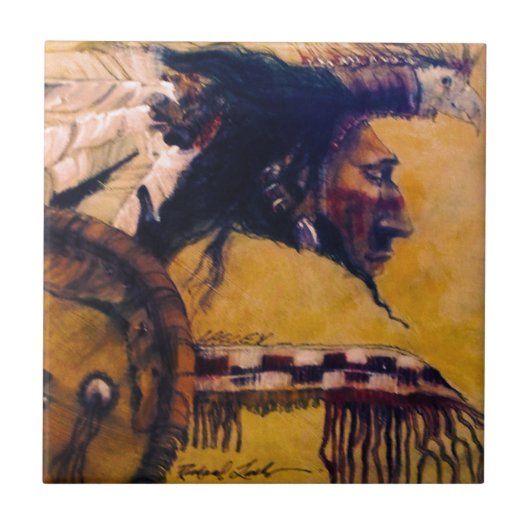 VogelHeaddress und Schild-Keramik-Fliese Fliese (Vorderseite)