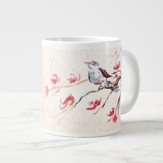 Vogelhintergrund Jumbo-Tasse (Vorderseite Rechts)